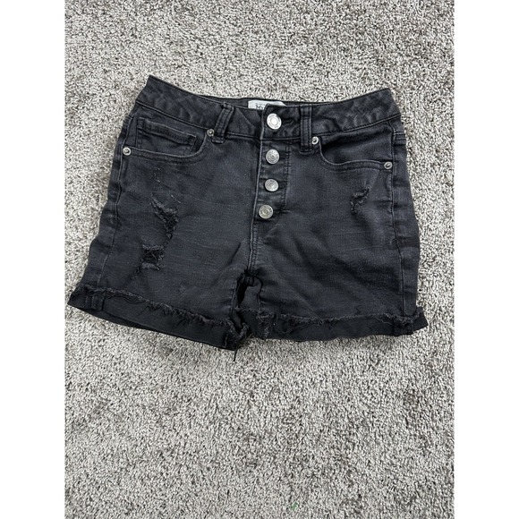 Mudd Shorts Womens 3 High Rise Distressed Button Fly Y2K Grunge‎ Festival Casual - Picture 1 of 9